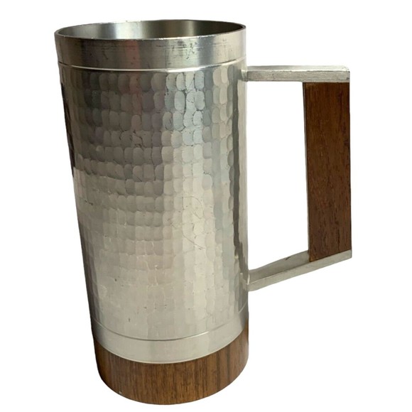 Selangor Hammered Pewter Teak Tankard Mug Royal Stein Danish Modern MidCentury - Picture 9 of 10